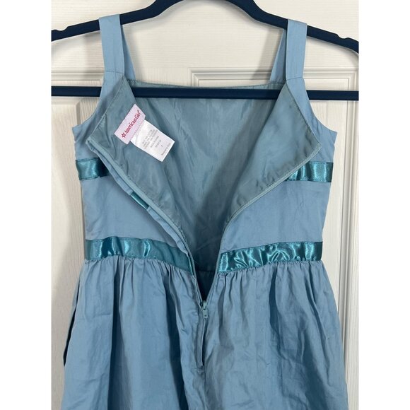 American Girl Blue Sleeveless Dress Size 7 Double Bow Retired Sun Summer Spring - Picture 4 of 5